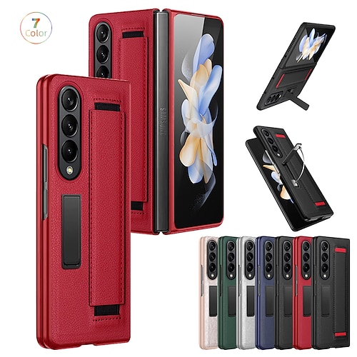 

Phone Case For Samsung Galaxy Flip Z Fold 4 Bumper Frame Full Body Protective Dustproof Solid Colored PU Leather