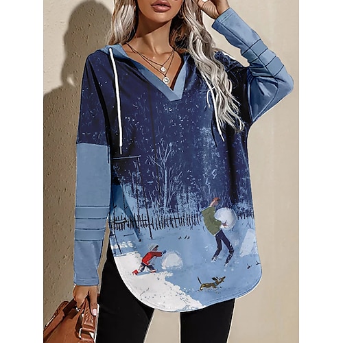 

Snowman Masquerade Hoodie Women's Christmas Christmas Carnival Masquerade Adults' Christmas New Year Eve Polyester Top