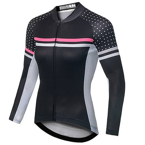 

Men's Cycling Jersey Long Sleeve Bike Jersey Top with 3 Rear Pockets Mountain Bike MTB Road Bike Cycling Breathable Quick Dry Moisture Wicking Reflective Strips Black Dark Navy Black White Spandex