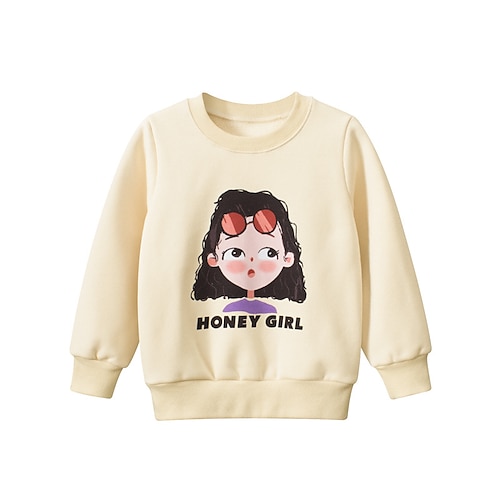 

Toddler Girls' Sweatshirt Solid Color School Long Sleeve Crewneck Cute 3-7 Years Winter Yellow