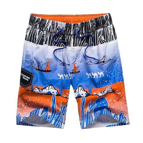 

Men's Swim Shorts Swim Trunks Board Shorts Drawstring Elastic Waist Graphic Prints Comfort Breathable Knee Length Casual Daily Beach Fashion Streetwear Green Blue Micro-elastic