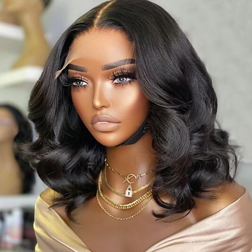 

Human Hair 13x4 Lace Front Wig Short Bob Brazilian Hair Wavy Natural Wig 130% 150% Density with Baby Hair Natural Hairline 100% Virgin With Bleached Knots Pre-Plucked For Women Long Human Hair Lace