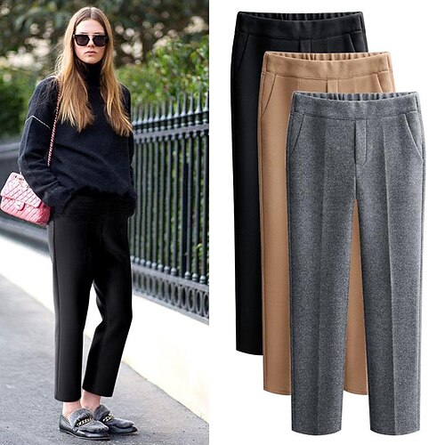 

Women's Harem Pants Black Grey Casual Casual Daily Pocket Ankle-Length Thermal Warm Solid Colored S M L XL 2XL