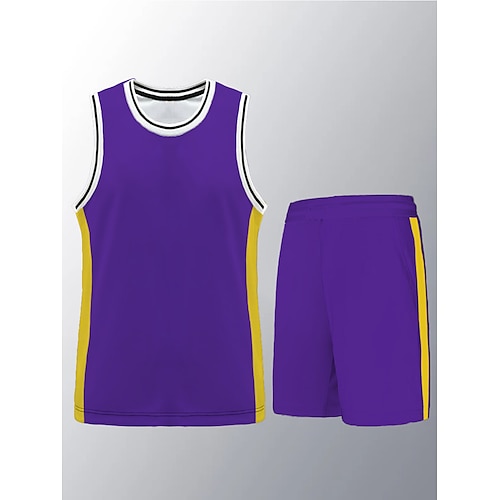 

Unisex Tracksuit 2 Piece Athletic Sleeveless Breathable Quick Dry Soft Basketball Sportswear Activewear Color Block Black Green Purple