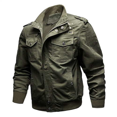 

Men's Work Jacket Training Outdoor Daily Winter Fall Regular Coat Stand Collar Regular Fit Thermal Warm Windproof Warm Chic & Modern Luxurious Casual Daily Jacket Long Sleeve Plain Word Embroidered