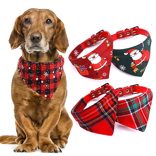

Dog Cat Dog Bandana Dog Birthday Bandana Hat Santa Claus Plaid / Check Snowflake Fashion Cute Outdoor Christmas Dog Clothes Puppy Clothes Dog Outfits Breathable Wine Red Red / Green Green Costume for