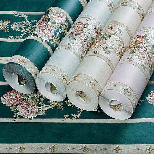 

Floral Wallpaper Home Decoration Classic Modern Wall Covering, Non-woven fabric Material Self Adhesive Wallpaper, Room Wallcovering 53x500cm / 20.87''x196.85''