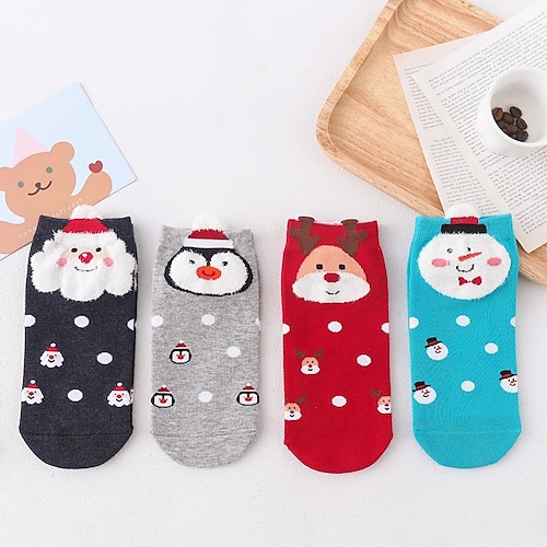

Toddler Girls' Christmas Socks Black Pink Red Print Print Winter Fall Cute