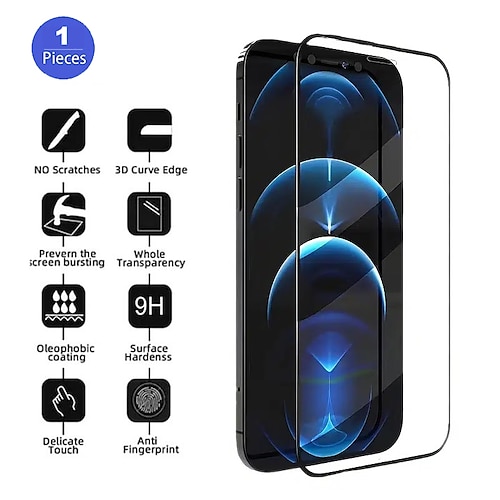 

[1 Pack] Phone Screen Protector For Apple iPhone 14 Pro Max iPhone 13 Pro Max 12 Mini 11 X XR XS Max 8 7 Tempered Glass High Definition (HD) 9H Hardness Scratch Proof Phone Accessory