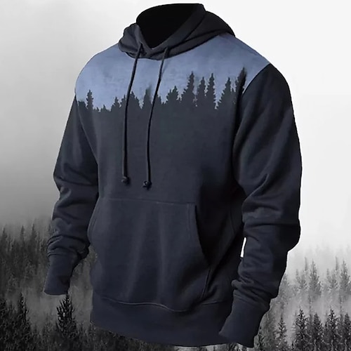 

Men's Pullover Hoodie Sweatshirt Navy Blue Hooded Color Block Graphic Prints Print Daily Sports 3D Print Basic Streetwear Designer Spring Fall Clothing Apparel Hoodies Sweatshirts