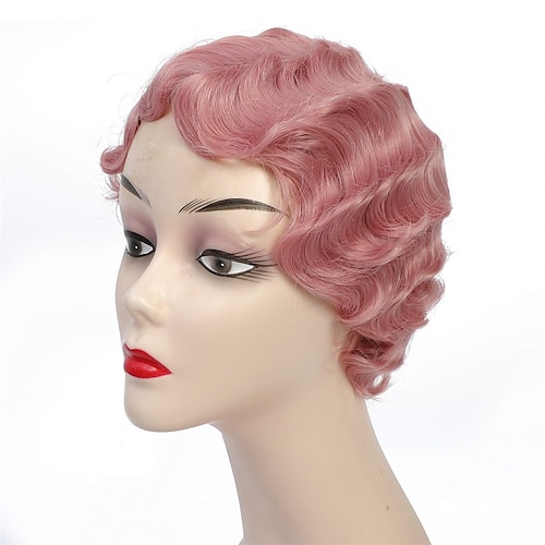 

Synthetic Hair Short Curly Heat Resistant Finger Waves Wigs For African American Women Cosplay Wig