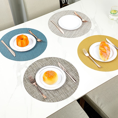 

Round Placemat Washable Indoor/Outdoor Vinyl Place Mats for Dining Table Durable PVC Weave Table Mats