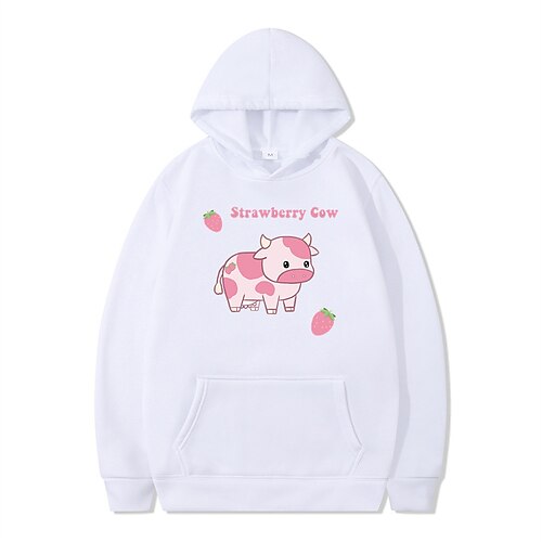 

Inspired by Animal Strawberry cow Hoodie Cartoon Manga Anime Front Pocket Graphic Hoodie For Men's Women's Unisex Adults' Hot Stamping 100% Polyester Casual Daily
