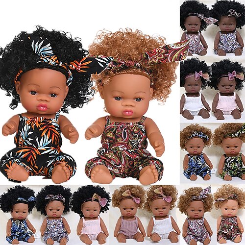 

35cm American Reborn Black Baby Doll Bath Play Full Silicone Vinyl Baby Dolls Lifelike Newborn Baby Doll Toy Girl Christmas Gift Dolls