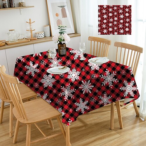 

Christmas Rectangle Tablecloth Washable Water Resistance Holiday Microfiber Table Cloth Decorative Table Cover for Banquet Party Kitchen Dining Room