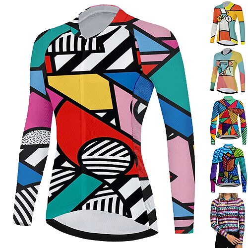 

21Grams Women's Cycling Jersey Long Sleeve Bike Top with 3 Rear Pockets Mountain Bike MTB Road Bike Cycling Breathable Quick Dry Moisture Wicking Reflective Strips Green Yellow Orange Spandex Sports