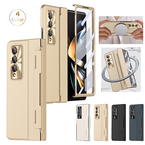 

telefon Etui Til Samsung Galaxy Bagcover Z Fold 4 Z Fold 3 Helkropsbeskyttelse Beskyttelse af kameralinser Stødsikker Ensfarvet PC Metal