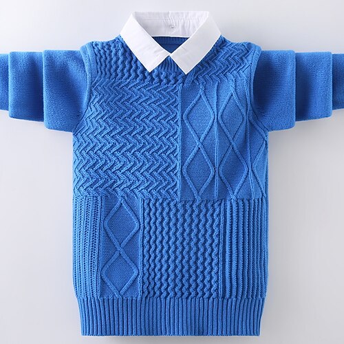 

Kids Boys Christmas Sweater Solid Color Long Sleeve Casual Basic Green Winter Clothes 7-13 Years