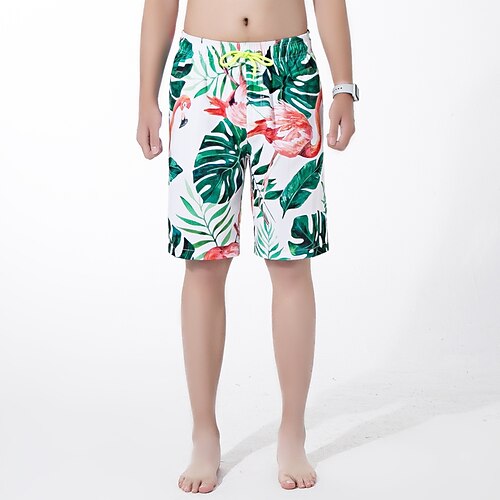 

Men's Swim Shorts Swim Trunks Board Shorts Drawstring Elastic Waist Animal Flamingo Print Comfort Breathable Short Casual Daily Beach Fashion Streetwear Red White Micro-elastic