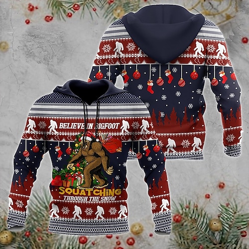 

Men's Pullover Hoodie Sweatshirt Blue Hooded Animal Graphic Prints Print Christmas Daily Sports 3D Print Basic Streetwear Designer Spring Fall Clothing Apparel Hoodies Sweatshirts
