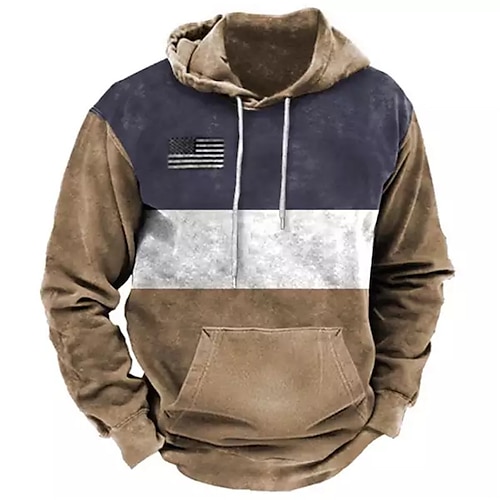 

Per uomo Felpa con cappuccio pullover Marrone Con cappuccio Color Block Stampe astratte Bandiera Stampa Giornaliero Sport Stampa 3D Essenziale Streetwear Originale Primavera & Autunno Abbigliamento