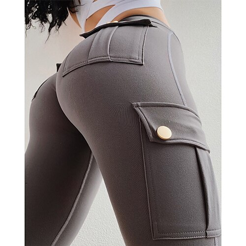 

Womens Cargo Leggings with Pockets High Waist Slim Fit Tights for Gym Workout Fitness Running Exercise Athleisure Wear
