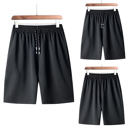 

Men's Active Shorts Drawstring Elastic Waist Solid Color Comfort Breathable Knee Length Casual Daily Going out Stylish Simple Black Green Black / Red Micro-elastic