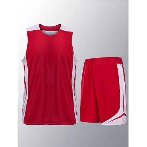 

Unisex Tracksuit 2 Piece Athletic Sleeveless Breathable Quick Dry Soft Basketball Sportswear Activewear Color Block Blue and White Red / black Green