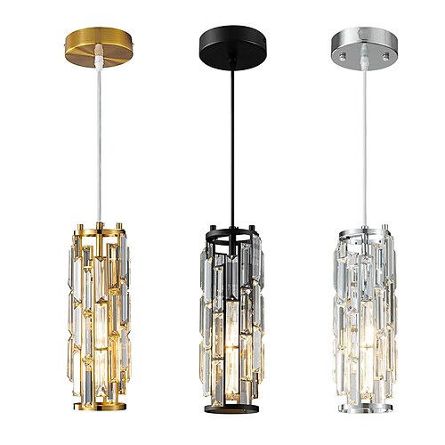 

1 Light Pendant Light Black Modern Pendant Light, Mini Crystal Chandelier, Adjustable Pendant Light for Kitchen Island Dining Room Bedroom