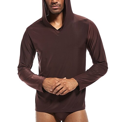 

Per uomo loungewear Biancheria intima termica Maglia termica Colore puro Essenziale Di tendenza Comoda Interni Nylon Comfort Felpa Manica lunga Felpa con il cappuccio Inverno Autunno Nero Marrone