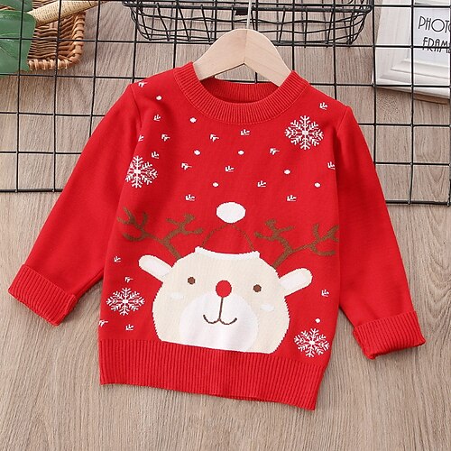 

Toddler Girls' Ugly Christmas Sweater Animal Party Long Sleeve Fashion 7-13 Years Winter Red Navy Blue Gray