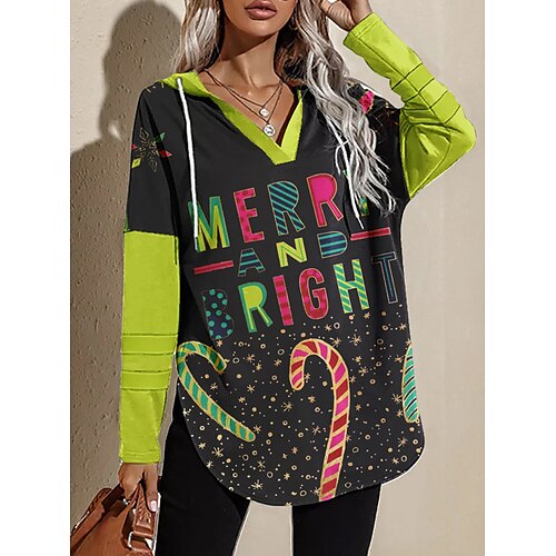 

Christmas Candy Cane letter Masquerade Hoodie Women's Christmas Christmas Carnival Masquerade Adults' Christmas New Year Eve Polyester Top