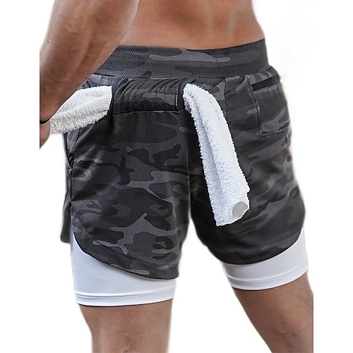 

Men's Running Shorts Compression Shorts Drawstring 2 in 1 Base Layer Athletic Breathable Quick Dry Soft Fitness Gym Workout Running Sportswear Activewear Dark Grey White Black / Stretchy