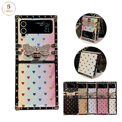 

telefon Etui Til Samsung Galaxy Flip Etui Z Flip 4 Z Flip 3 Vend Stødsikker Hjerte Glitterskin PC