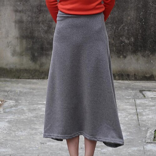 

Femme Trapèze Midi Coton Spandex Noir Gris Claire Gris foncé Jupes Taille unique