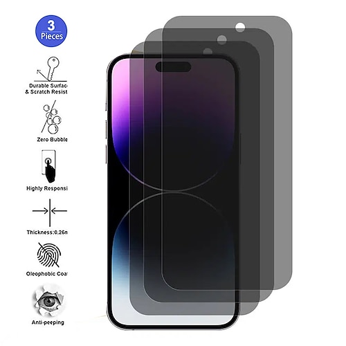 

[3 Pack] Phone Screen Protector For Apple iPhone 14 Pro Max iPhone 13 Pro Max 12 Mini 11 X XR XS Max 8 7 Tempered Glass 9H Hardness 3D Touch Compatible Scratch Proof Phone Accessory
