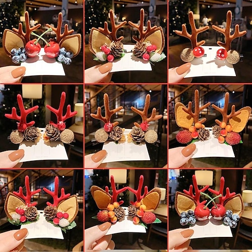 

1PC Christmas Clips Christmas Parties Favors Decoration Supplies Xmas Gift Photo Booth Xmas Tree Snowman Reindeer Antlers Santa Hat