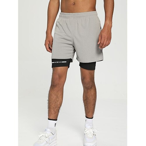 

Men's Running Shorts Compression Shorts 2 in 1 Elastic Waistband Shorts Athletic Athleisure Breathable Quick Dry Soft Fitness Gym Workout Running Sportswear Activewear Solid Colored Black Grey Black