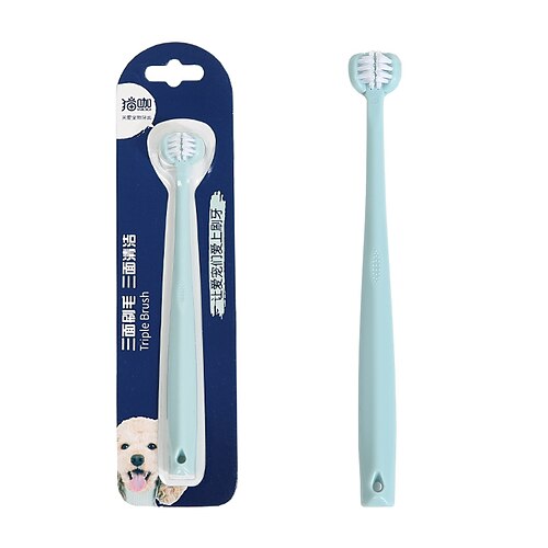 

Dog Cat Pet Supplies Silica Gel Brush Portable Soft Durable Pet Grooming Supplies Blue 1 Piece