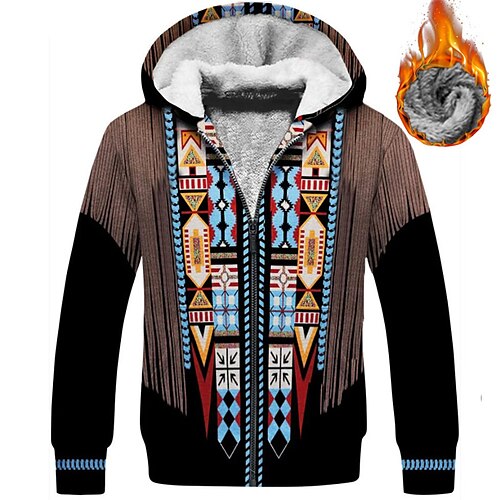 

Men's Fleece Jacket Full Zip Hoodie Fleece Hoodie Sherpa Jacket Coffee Hooded Graphic Prints Zipper Print Sports & Outdoor Daily Sports 3D Print Fleece Boho Streetwear Designer Winter Clothing Apparel