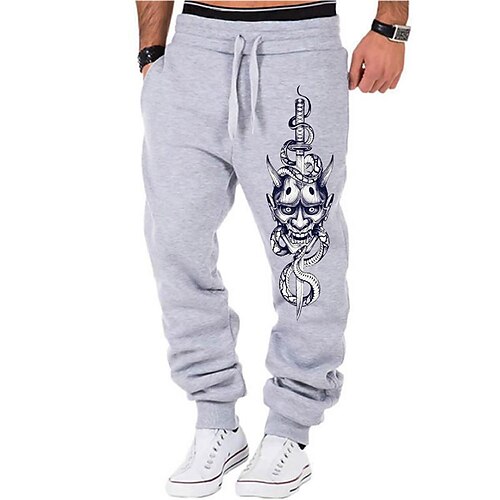

Men's Sweatpants Joggers Trousers Drawstring Elastic Waist Print Graphic Prints Comfort Sports Outdoor Casual Daily Cotton Blend Terry Streetwear Stylish Black Grey Micro-elastic / Designer