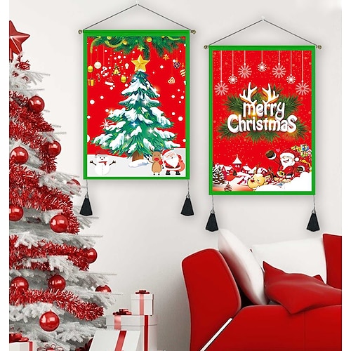 

Christmas Wall Tapestry Photography Background Hanging Painting Hanging Cloth Christmas Decoration Background Wall Hanging Flag 45x65cm