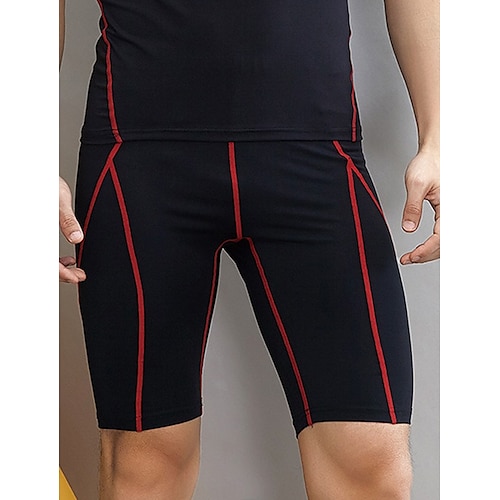 

Men's Compression Shorts Compression Clothing Athletic Athleisure Spandex Breathable Quick Dry Moisture Wicking Fitness Gym Workout Running Sportswear Activewear Stripes BlackGray Black Red Black