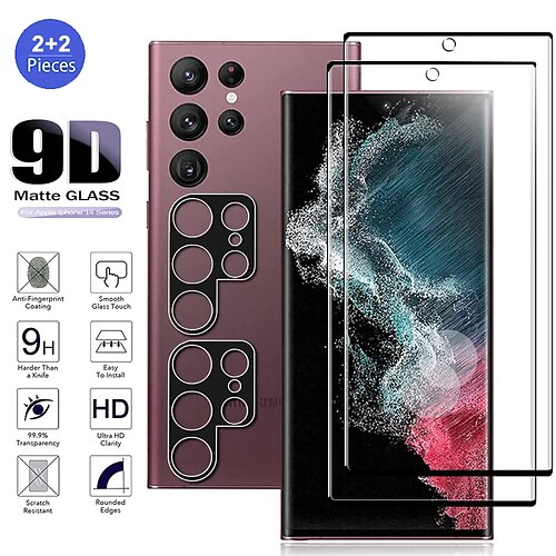 

[22Pack] Phone Screen Protector Camera Lens Protector For Samsung S23 S22 S21 S20 Plus Ultra S10 S10 Plus Note 20 Ultra 10 Plus S9 Tempered Glass 9H Hardness Anti-Fingerprint High Definition 3D