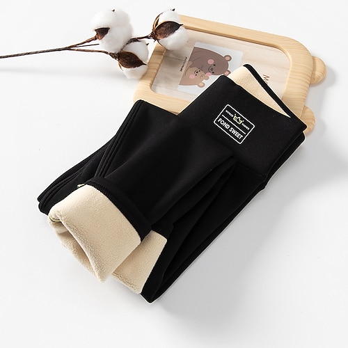 

Toddler Girls' Leggings Solid Color Fashion Outdoor 7-13 Years Winter Black Pink Khaki