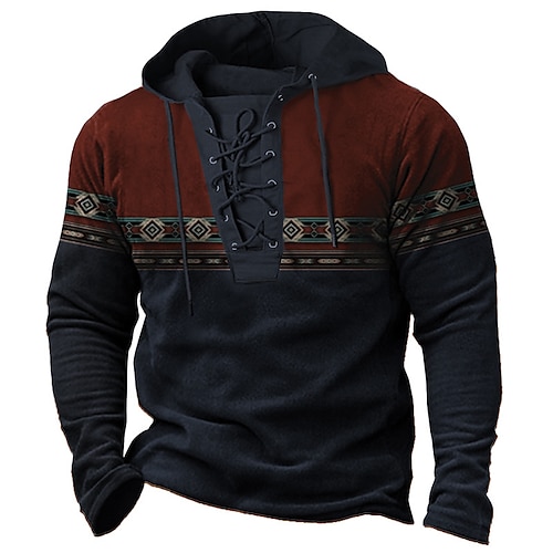 

Herren Hoodie Sweatshirt Kapuze Zur Seite fahren Rote Mit Kapuze Farbblock Grafik-Drucke mit Schnürung Bedruckt Casual Täglich Sport 3D-Druck Basic Strassenmode Designer Frühling Herbst Bekleidung