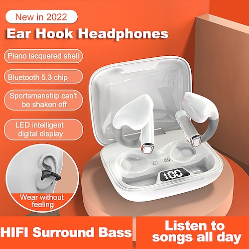 

BT500 TWS bluetooth 5.3 Earphone HiFi Stereo Deep Bass HD Calls Noise Cancelling 500mAh Battery IPX6 Waterproof LED Digital Display Auto Pairing Ergonomic Semi-in-ear Sports Headphone