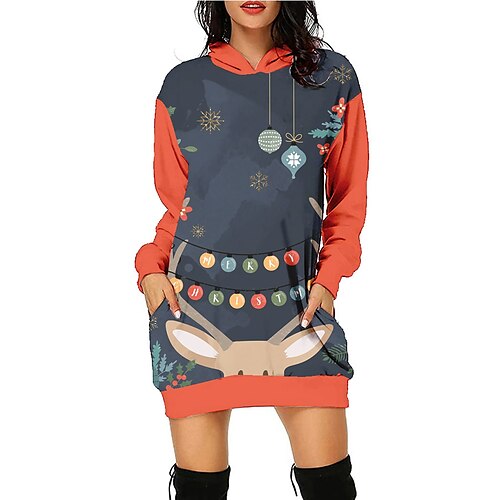 

Reindeer Masquerade Hoodie Women's Christmas Christmas Carnival Masquerade Adults' Christmas New Year Eve Polyester Top