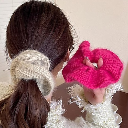 

1PC Women's Girls' Hair Ties Scrunchie For Daily Fabric 8 hair ring - pink hair ball 2 Hair Bands - Khaki 1 hair ring - rose red