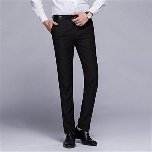 

Men's Dress Pants Trousers Pocket Solid Colored Comfort Office Work Business Fashion Streetwear Black Dark Blue Micro-elastic